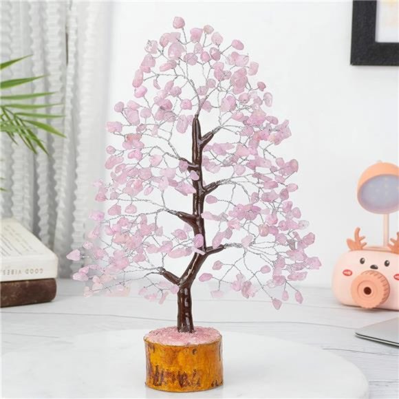 Rose Quartz Crystal Tree of Life-Chakra Tree for Positive Energy,Feng Shui Decor - Picture 4 of 6